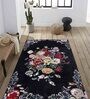 Black Wool Floral 4 x 6 Feet Hand Tufted Carpet Hand Tufted Carpet