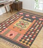 Black Wool & Jute Traditional 108 x 72 Inches Hand Woven Dhurries