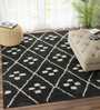 Black Geometric Wool 3 ft x 5 ft Hand Tufted Carpet