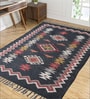 Black Wool & Jute Abstract 60 x 36 Inches Hand Woven Dhurries