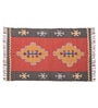 Red Wool & Jute Abstract 60 x 36 Inches Hand Woven Dhurries
