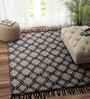 Black Wool Rectangle 4 x 6 Feet Dhurrie