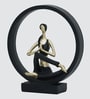 Black Yoga Figurine Meditation | Resin Material | On Base used Felt for Grip and Table Protect | Ideal for Table Decor and Shelves Showpiece