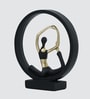 Black Yoga Figurine Naukasana | Resin Material | On Base used Felt for Grip and Table Protect | Ideal for Table Decor and Shelves Showpiece