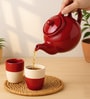 Red & White Stoneware Kulhad Set of 2