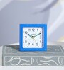 Blaise White & Blue Plastic Square Shaped Table Alarm Clock