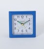 Blaise White & Blue Plastic Square Shaped Table Alarm Clock