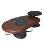 Blake Metal Nesting Coffee Table Set in Brown Finish with Black Marble Top