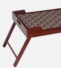 Blank And Gold Print Solid Wood Portable Table in Brown Colour