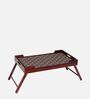 Blank And Gold Print Solid Wood Portable Table in Brown Colour