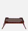 Blank And Gold Print Solid Wood Portable Table in Brown Colour