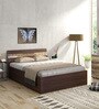 Blaze Queen Size Bed With Box Storage In Choco Walnut Finish