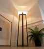 Blender Wooden Floor Lamp with Jute Shade & Brown Base