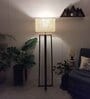 Blender Wooden Floor Lamp with Jute Shade & Brown Base 