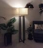 Blender Wooden Floor Lamp with Jute Shade & Brown Base 