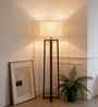 Blender Wooden Floor Lamp with Jute Shade & Brown Base