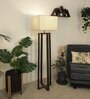 Blender Wooden Floor Lamp with Jute Shade & Brown Base 