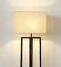 Blender Wooden Floor Lamp with Jute Shade & Brown Base