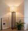 Blender Wooden Floor Lamp with Jute Shade & Brown Base
