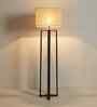 Blender Wooden Floor Lamp with Jute Shade & Brown Base