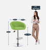 Bling Leatherette Bar Stool In Green Colour With Swivel
