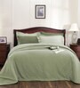 Green Striped 100% Cotton Double Bed Duvet Cover With 2 Pillow Covers