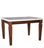 Bliss Marble Top 4 Seater Dining Table with Inlay in Beige Colour