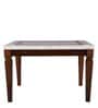 Bliss Marble Top 4 Seater Dining Table with Inlay in Beige Colour