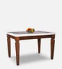 Bliss Marble Top 4 Seater Dining Table with Inlay in Beige Colour