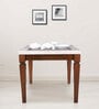 Bliss Marble Top 4 Seater Dining Table with Inlay in Beige Colour