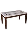 Bliss Solid Wood 6 Seater Dining Table in Beige Finish with Marble Top