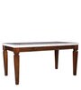 Bliss Solid Wood 6 Seater Dining Table in Beige Finish with Marble Top
