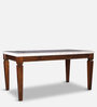 Bliss Solid Wood 6 Seater Dining Table in Beige Finish with Marble Top
