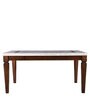 Bliss Solid Wood 6 Seater Dining Table in Beige Finish with Marble Top