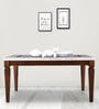 Bliss Solid Wood 6 Seater Dining Table in Beige Finish with Marble Top