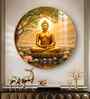 Blissful Buddha With Lotus Petal Acrylic Round Wall Art