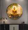 Blissful Buddha With Lotus Petal Acrylic Round Wall Art