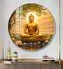 Blissful Buddha With Lotus Petal Acrylic Round Wall Art