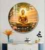 Blissful Buddha With Lotus Petal Acrylic Round Wall Art