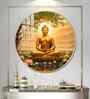 Blissful Buddha With Lotus Petal Acrylic Round Wall Art