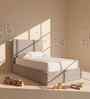 Block Design Boucle Kids Toddler Bed With Box Storage In Light Brown Colour