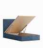 Block Design Boucle Kids Toddler Bed With Hydraulic Storage In Denim Blue  Colour