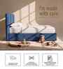 Block Design Boucle Kids Toddler Bed With Hydraulic Storage In Denim Blue  Colour