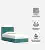 Block Design Boucle Kids Toddler Bed With Hydraulic Storage In Green Colour