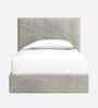 Block Design Boucle Kids Twin Bed With Hydraulic Storage In Cream Colour