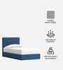 Block Design Boucle Kids Twin Bed With Hydraulic Storage In Denim Blue  Colour