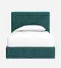 Block Design Boucle Kids Twin Bed With Hydraulic Storage In Green Colour
