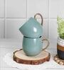 Bloom 180 ml Green Porcelain Tea Cup (Set of 2)