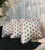 white Floral Cotton Ruffle 18x18 inches Cushion Covers Set of 3