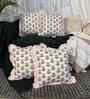 white Floral Cotton Ruffle 18x18 inches Cushion Covers Set of 4